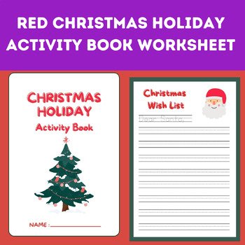 Red Christmas Holiday Activity Book Worksheet
